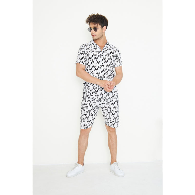 White Linen Alphabet Printed Co-Ords | Montivo Pakistan