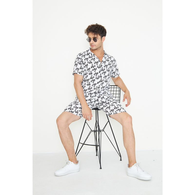 White Linen Alphabet Printed Co-Ords | Montivo Pakistan