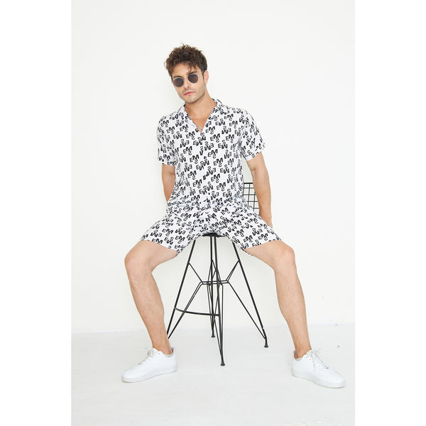 White Linen Alphabet Printed Co-Ords | Montivo Pakistan
