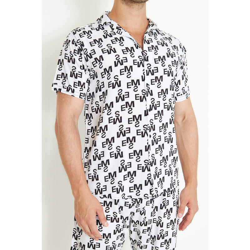 White Linen Alphabet Printed Co-Ords | Montivo Pakistan