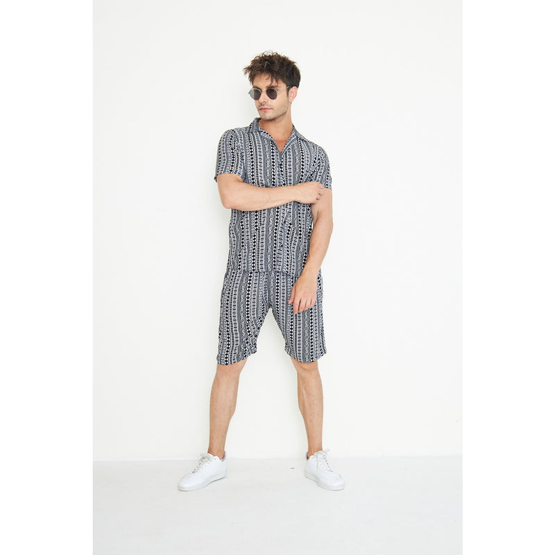 Black Linen Patterned Printed Co-Ords | Montivo Pakistan