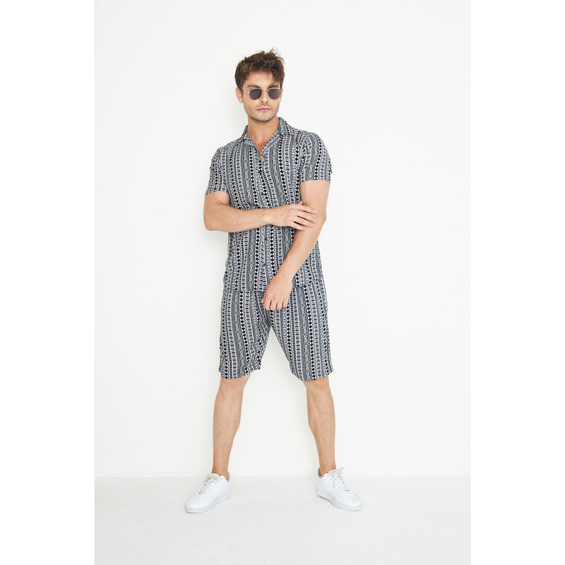Black Linen Patterned Printed Co-Ords | Montivo Pakistan