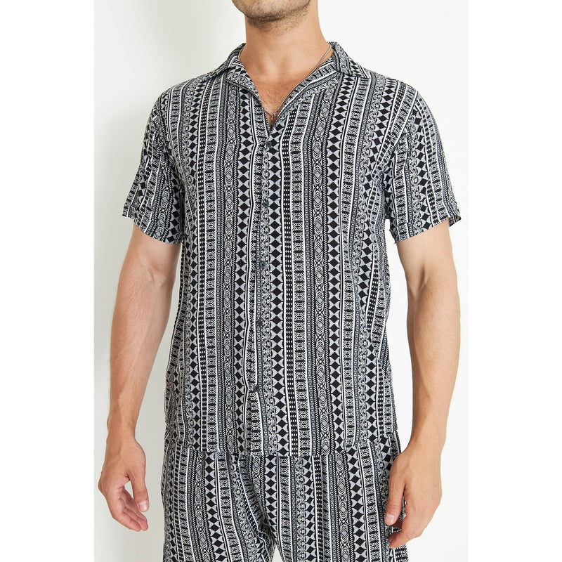 Black Linen Patterned Printed Co-Ords | Montivo Pakistan