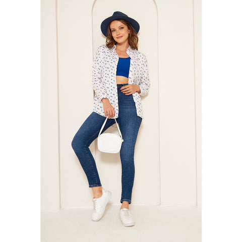 White Floral Oversized Shirt | Montivo Pakistan