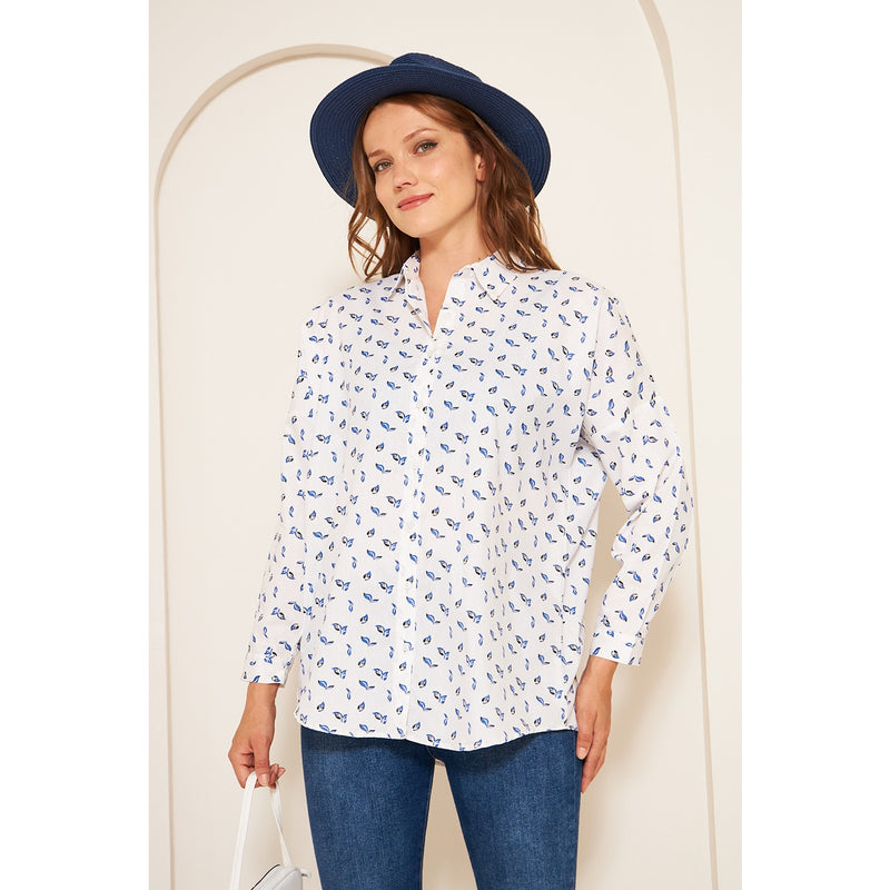 White Floral Oversized Shirt | Montivo Pakistan