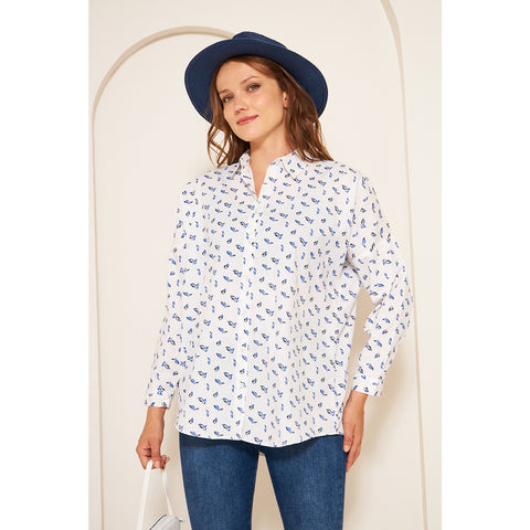 White Floral Oversized Shirt | Montivo Pakistan