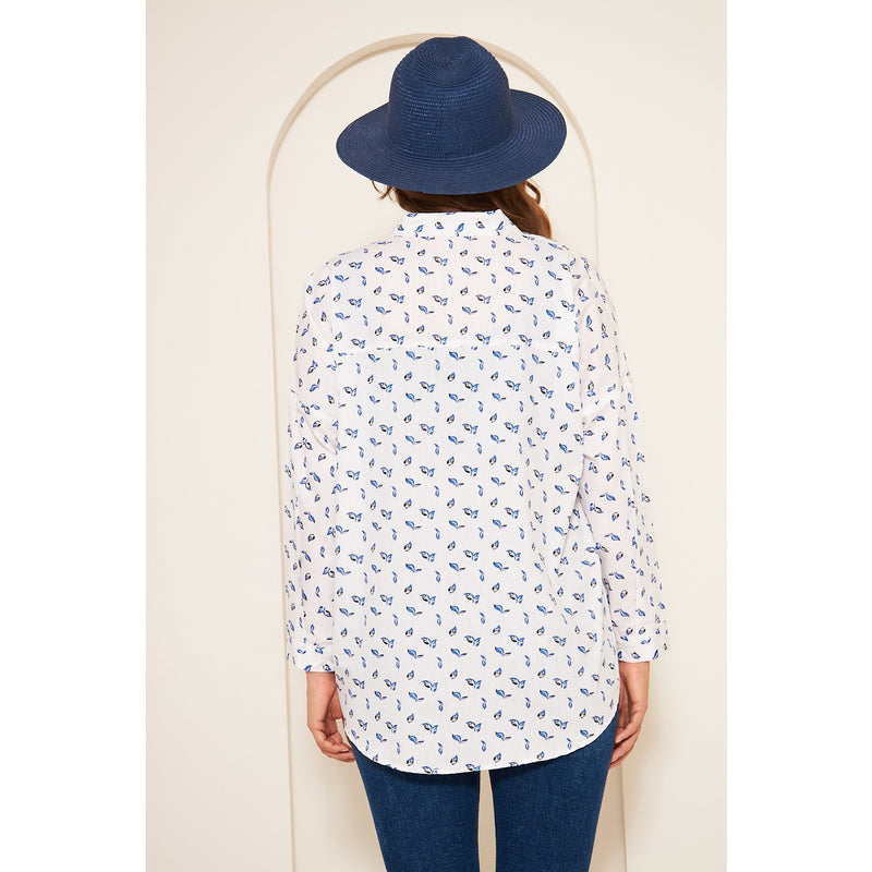 White Floral Oversized Shirt | Montivo Pakistan