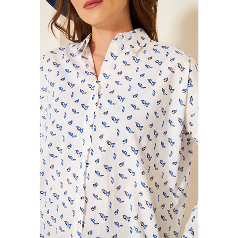 White Floral Oversized Shirt | Montivo Pakistan