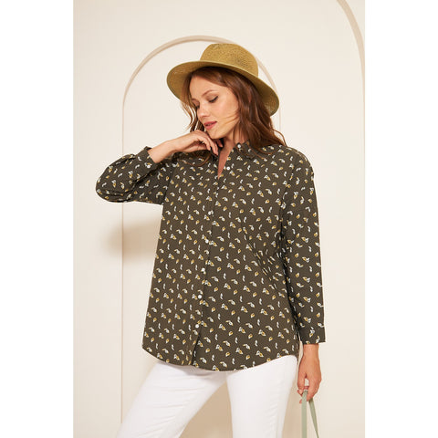 Olive Floral Oversized Shirt | Montivo Pakistan