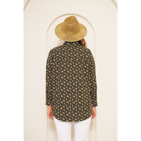 Olive Floral Oversized Shirt | Montivo Pakistan