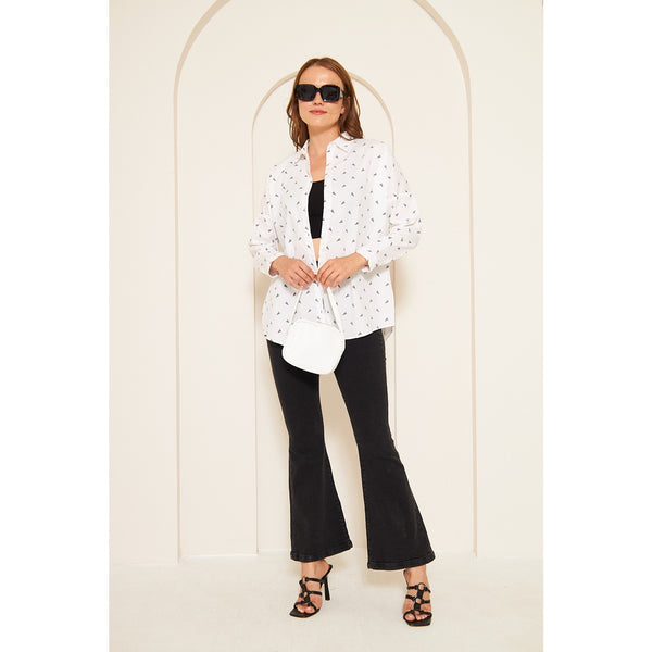 White Patterned Oversized Shirt | Montivo Pakistan