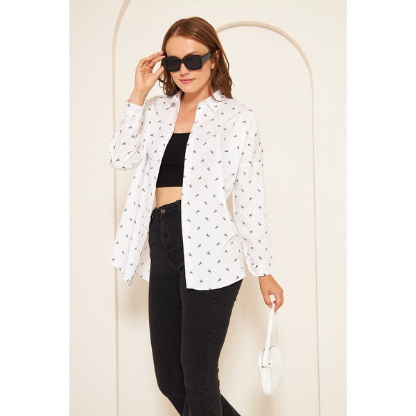 White Patterned Oversized Shirt | Montivo Pakistan