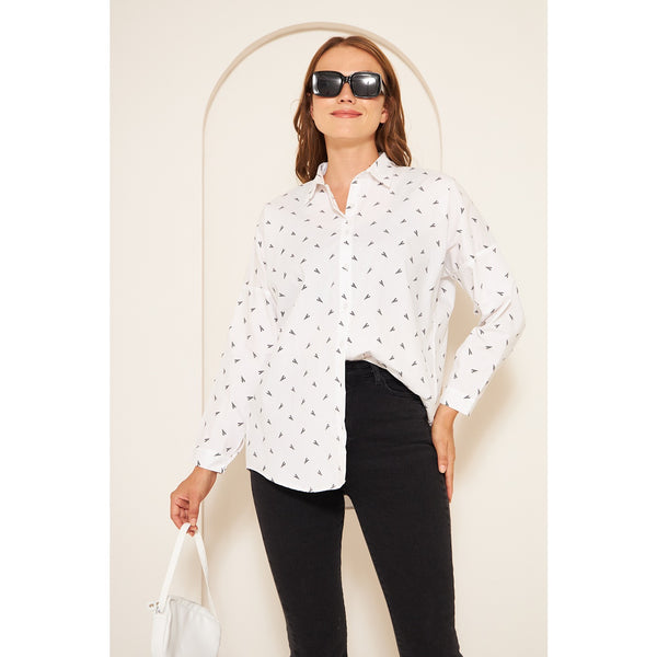 White Patterned Oversized Shirt | Montivo Pakistan