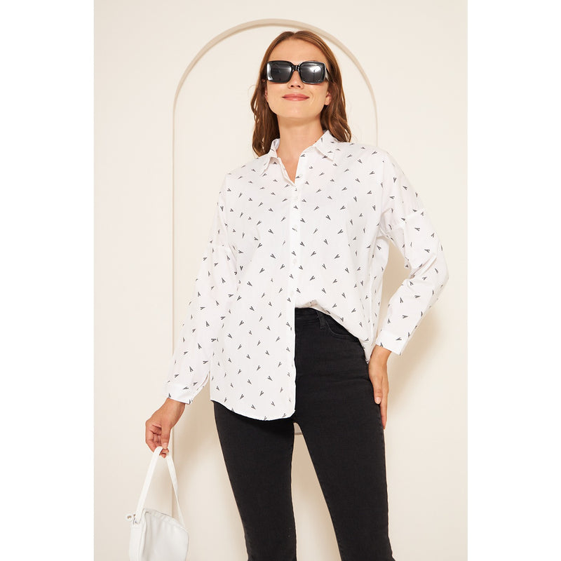 White Patterned Oversized Shirt | Montivo Pakistan