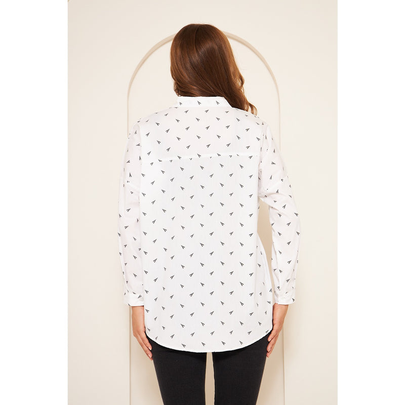 White Patterned Oversized Shirt | Montivo Pakistan
