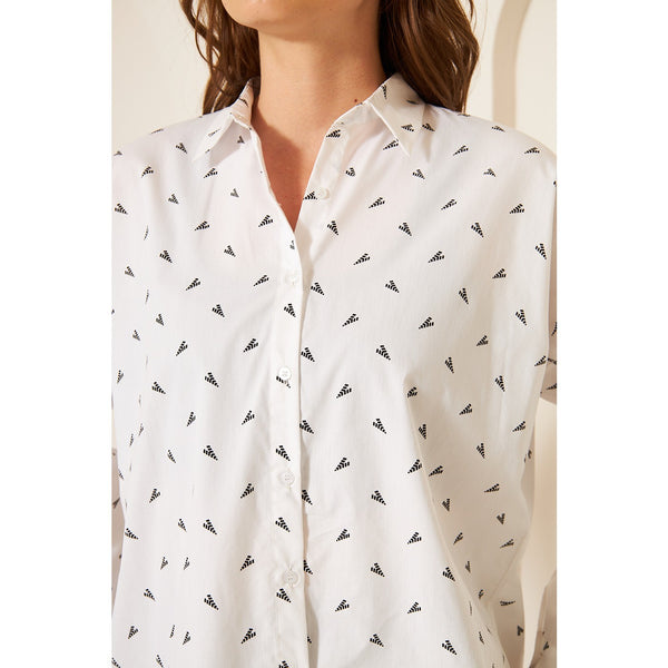 White Patterned Oversized Shirt | Montivo Pakistan
