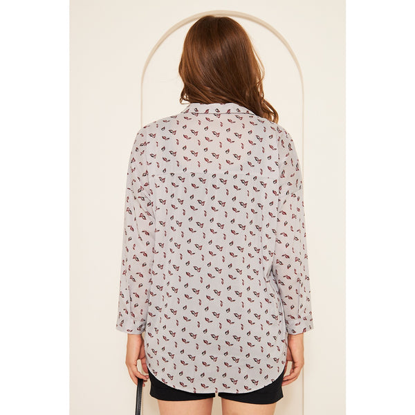 Grey Floral Oversized Shirt | Montivo Pakistan