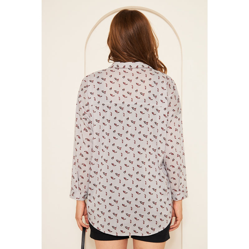 Grey Floral Oversized Shirt | Montivo Pakistan