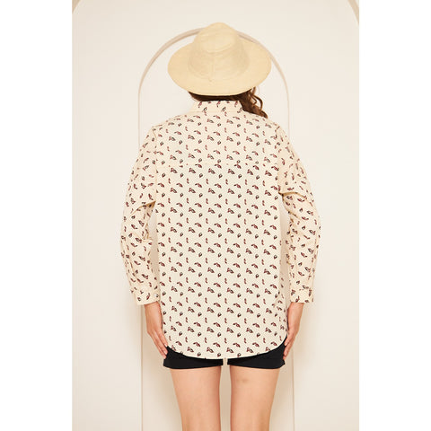 Beige Floral Oversized Shirt | Montivo Pakistan