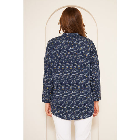 Blue Printed Oversized Shirt | Montivo Pakistan