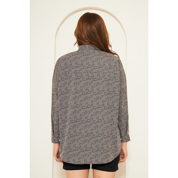 Grey Printed Oversized Shirt | Montivo Pakistan