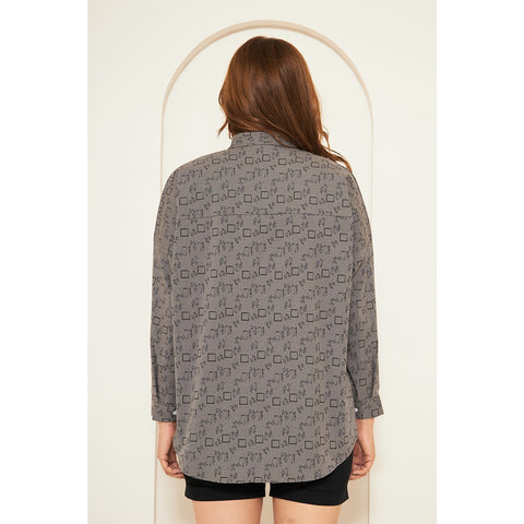 Grey Printed Oversized Shirt | Montivo Pakistan
