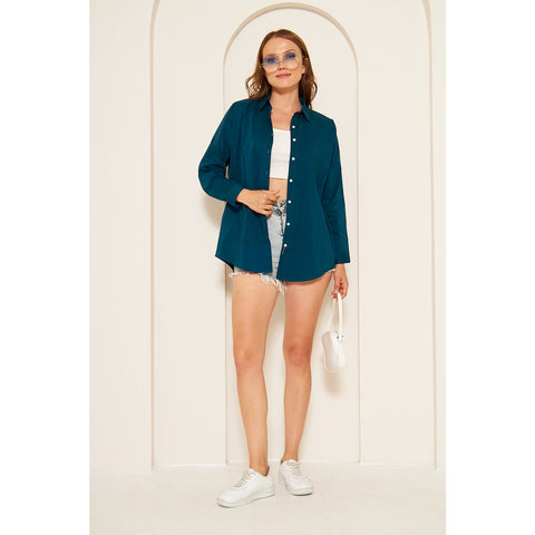 Teal Blue Oversized Shirt | Montivo Pakistan