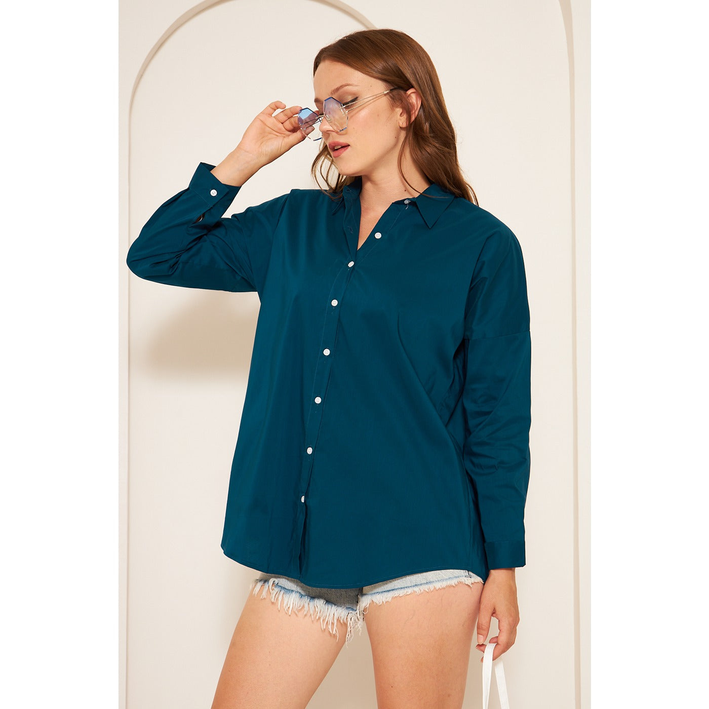 Teal Blue Oversized Shirt | Montivo Pakistan