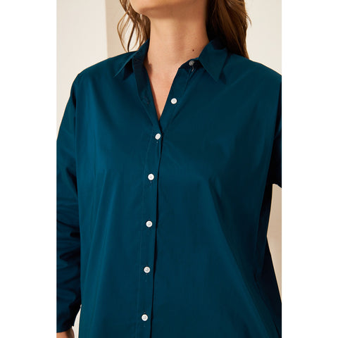 Teal Blue Oversized Shirt | Montivo Pakistan