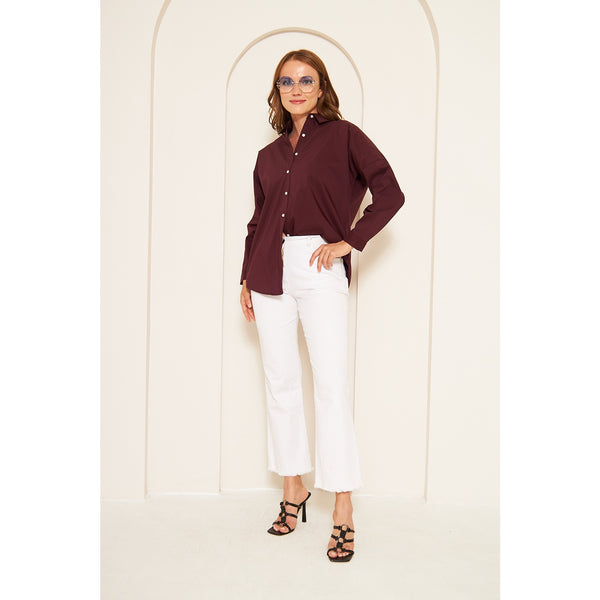 Burgundy Oversized Shirt | Montivo Pakistan