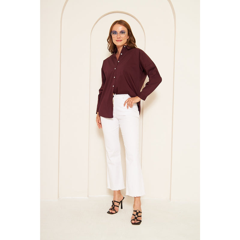 Burgundy Oversized Shirt | Montivo Pakistan
