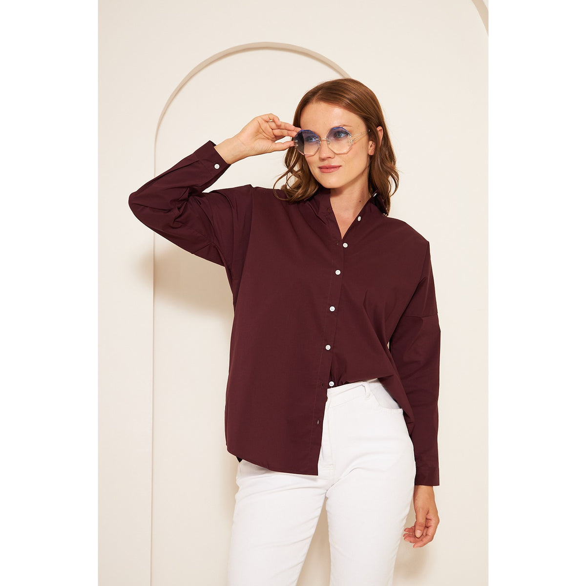 Burgundy Oversized Shirt | Montivo Pakistan