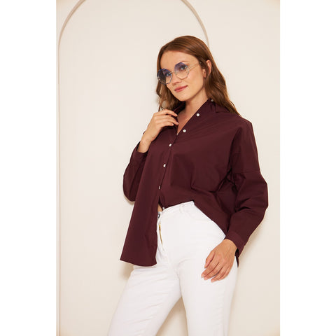 Burgundy Oversized Shirt | Montivo Pakistan