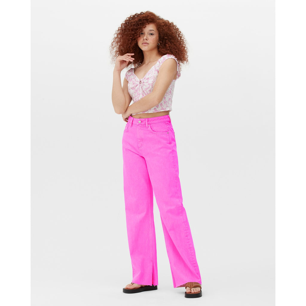 DC Pink Wide Leg Split Hem Jeans | Montivo Pakistan