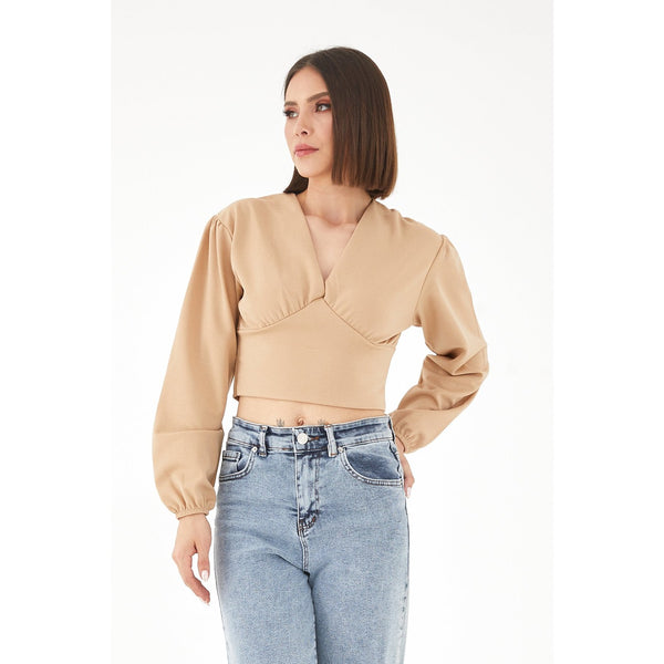 Beige V Neck Top | Montivo Pakistan