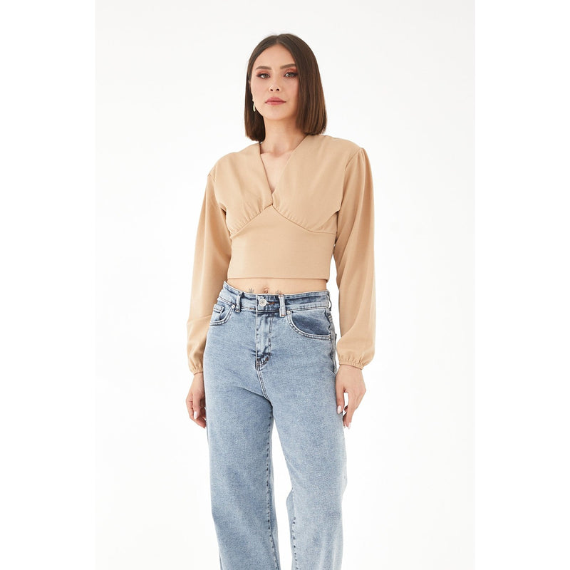 Beige V Neck Top | Montivo Pakistan