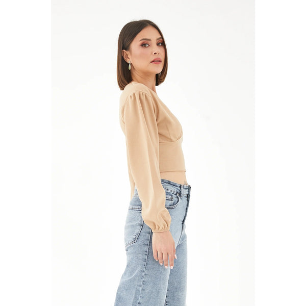 Beige V Neck Top | Montivo Pakistan