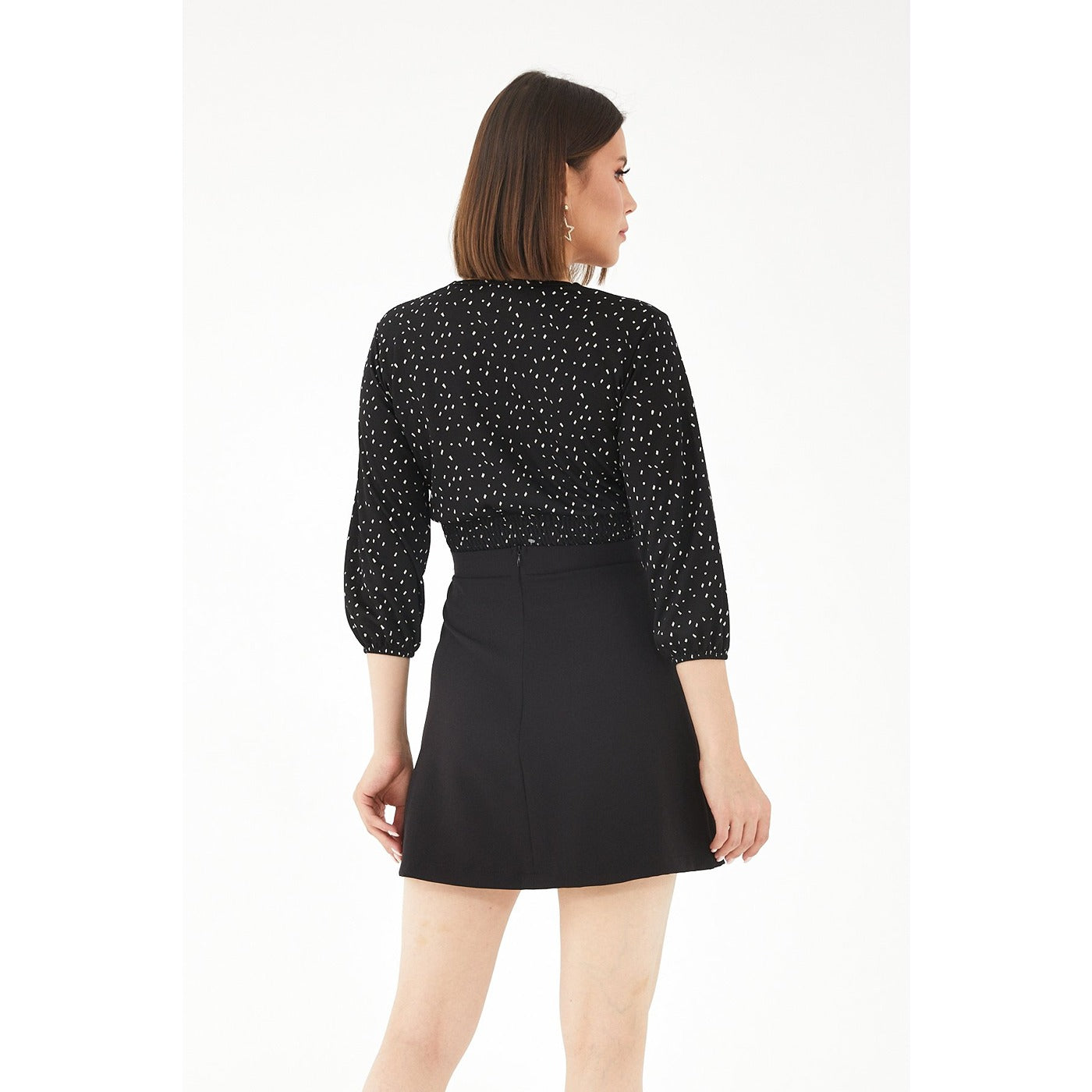 Black Double Breasted Patterned Top | Montivo Pakistan