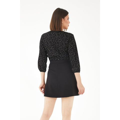 Black Double Breasted Patterned Top | Montivo Pakistan