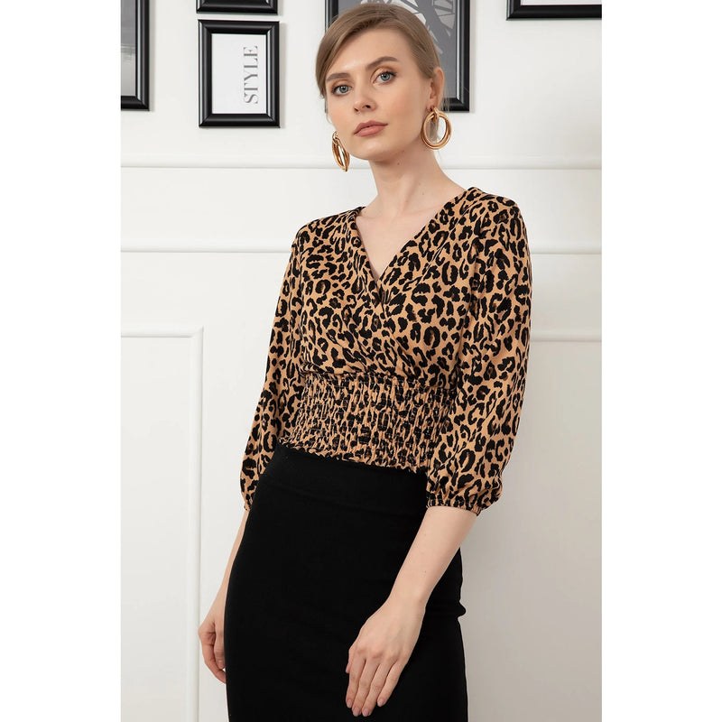 Cheetah Print Double Breasted Top | Montivo Pakistan