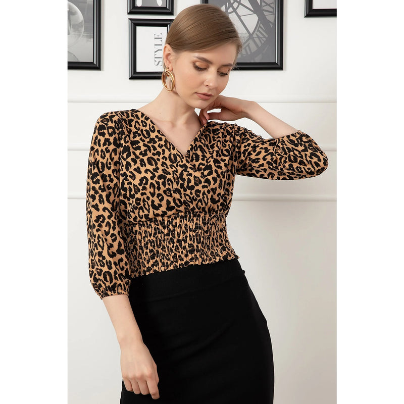 Cheetah Print Double Breasted Top | Montivo Pakistan