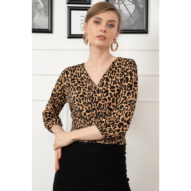 Cheetah Print Double Breasted Top | Montivo Pakistan