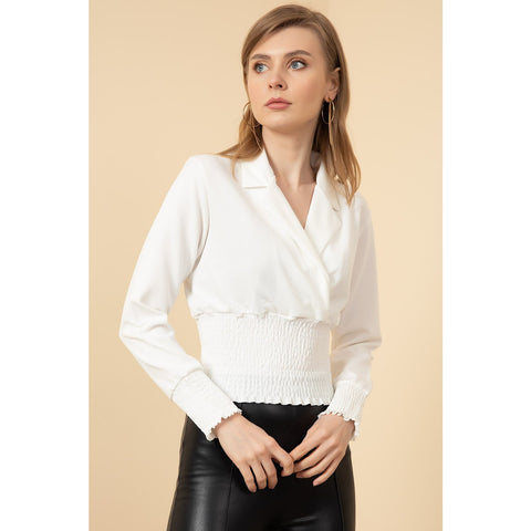 White Cuban Collar Top | Montivo Pakistan