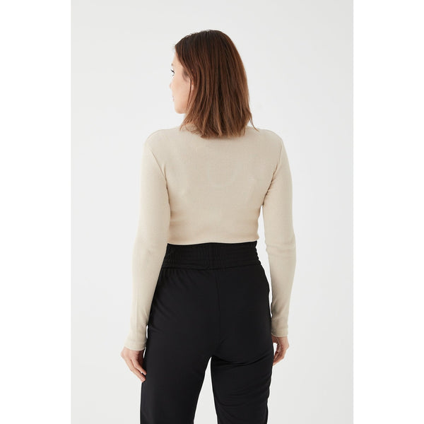 Beige Halter Neck Detailed Blouse | Montivo Pakistan