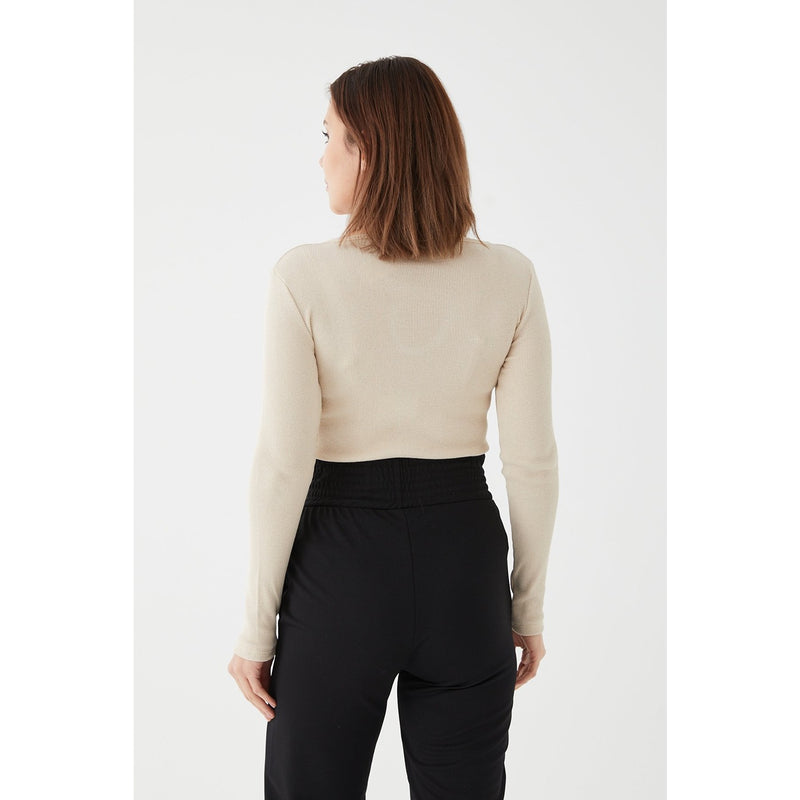 Beige Halter Neck Detailed Blouse | Montivo Pakistan