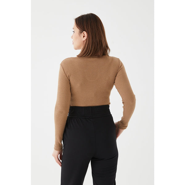 Coffee Halter Neck Detailed Blouse | Montivo Pakistan