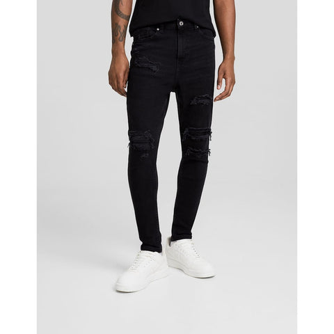 BSK Black Ripped Carrot Fit Jeans | Montivo Pakistan