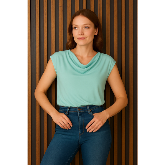 Light Blue Cowl Neck Top | Montivo Pakistan