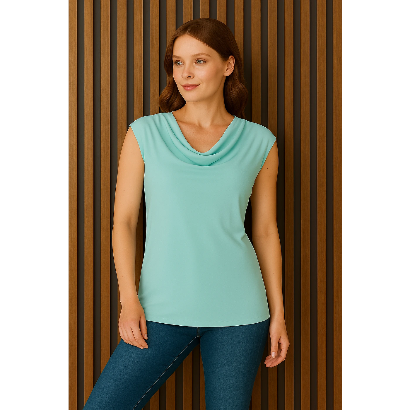 Light Blue Cowl Neck Top | Montivo Pakistan