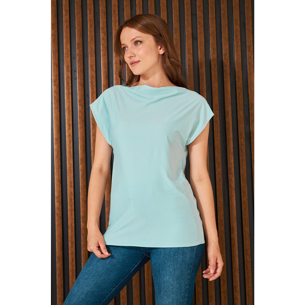 Light Blue Cowl Neck Top | Montivo Pakistan